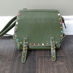 Green handbag with embedded jewls